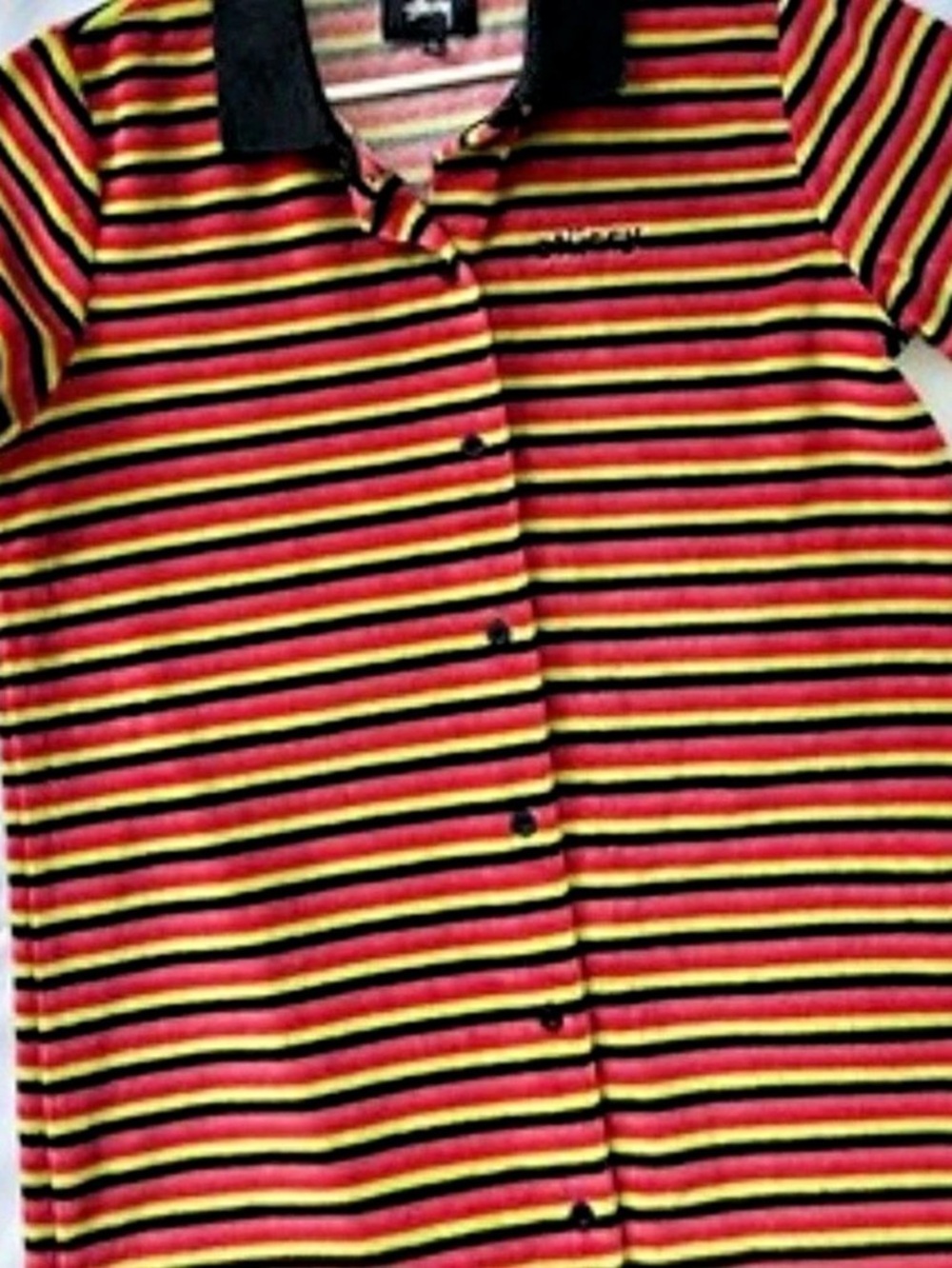 Stussy Striped Short Sleeve Top in Red & Black